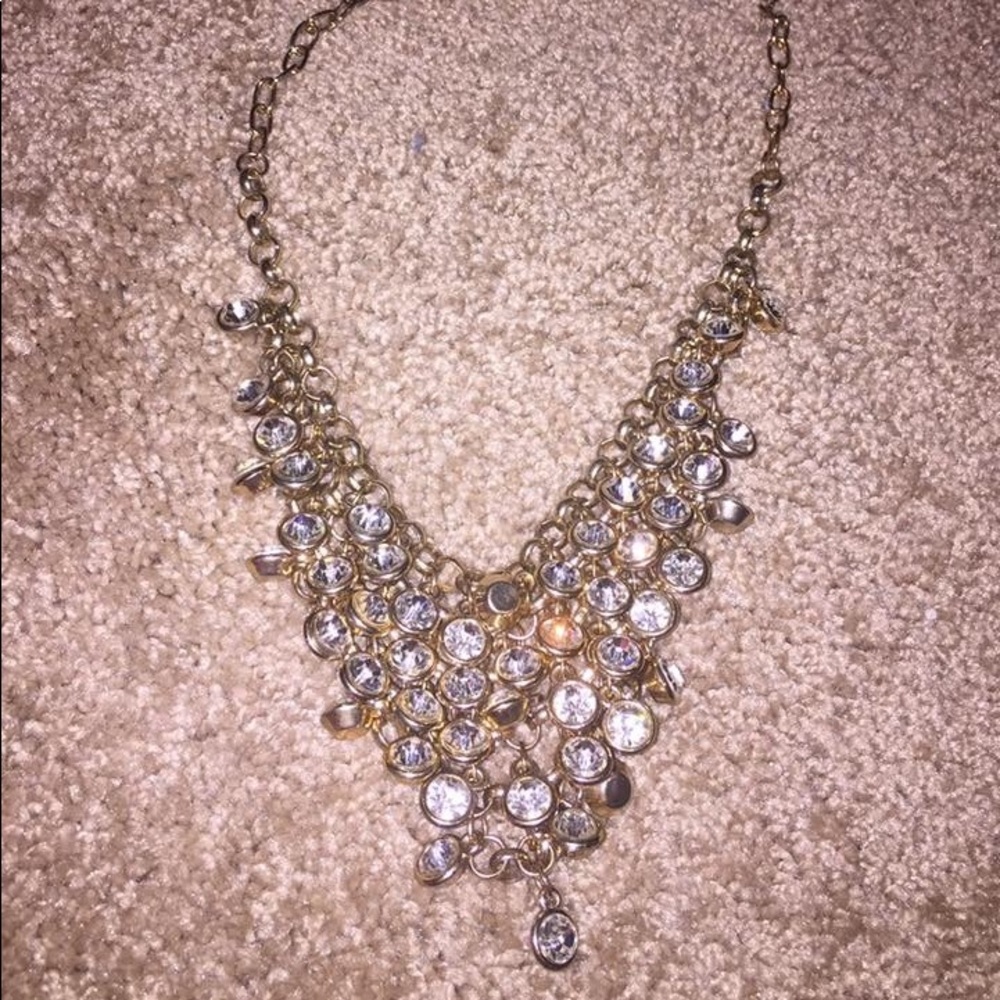 Clear crystal gold necklace